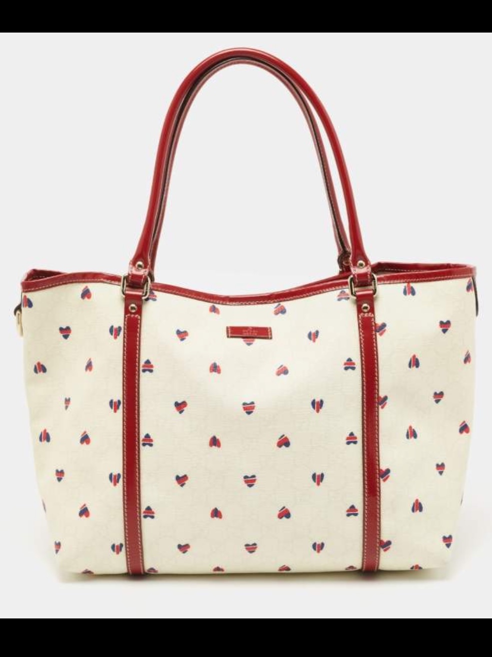 100 Authentic Gucci Medium Gg Supreme Hearts Joy Tote Bag.